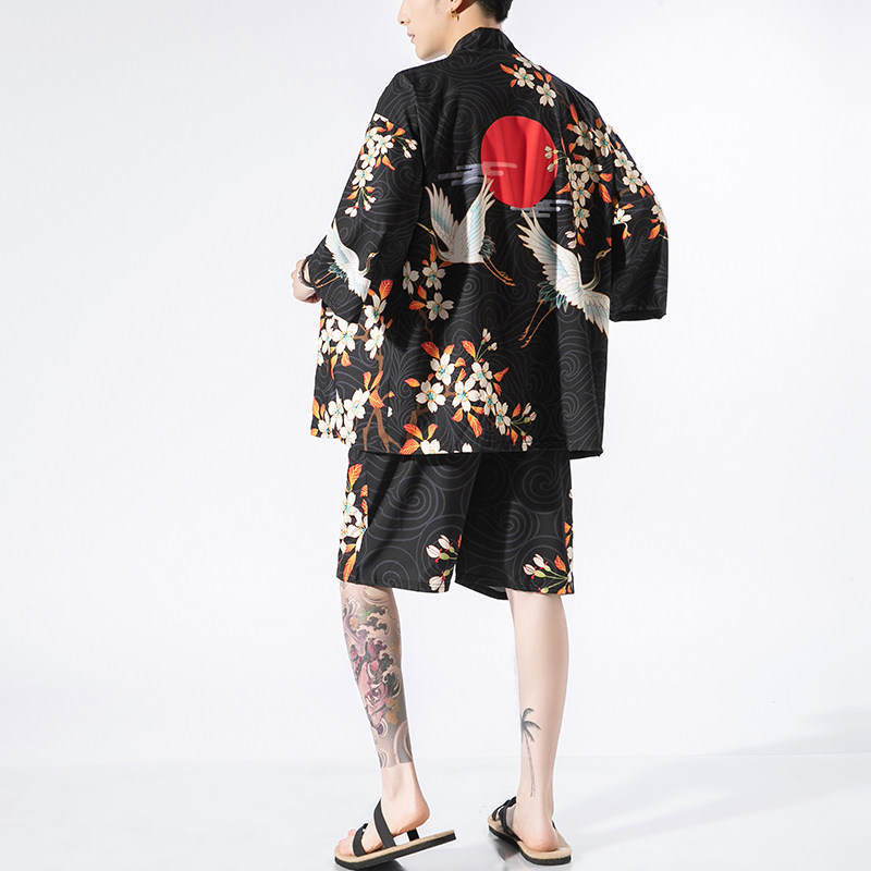 夏季风道袍男短袖汉服开衫汉服防晒衣套装DSA008-1-TZK08P70,男装防晒衣,电商A008-1