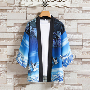 2025夏季风道袍男短袖汉服开衫和服防晒衣套装QT6006TZK51P70图片