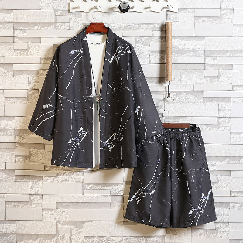 夏季风道袍男短袖汉服开衫汉服防晒衣套装DSA008-1TZK08P70,男装防晒衣,电商A008-1