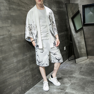 2025夏季风套装男士 云霄 和服大码两件套DS A008-1-K13 -P70图片