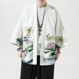 2023夏季新款风青叶仙鹤和服开衫披风男DS-A008-1-K037p40，男装风衣，电商A008-1
