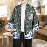 2025夏季新款风云霄铜钱海浪汉服开衫披风男A008-1K01p40，男装民族服装，电商A008-1