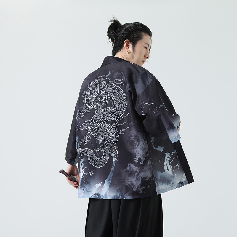 2025夏季新款风 印花汉服风衣开衫浮世披风男DSA008-1K87 P40图片