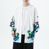 2025夏季新款风仙鹤青叶荷花和服开衫披风男款6006K039p40，男装卫衣，电商A008-1