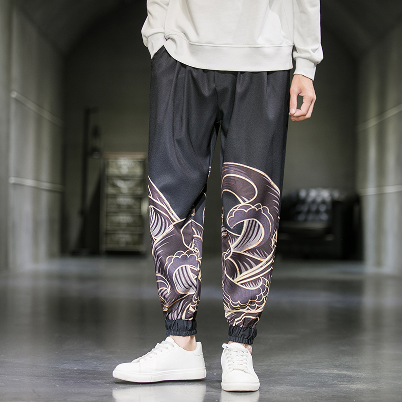 秋冬风男士裤子仙鹤锦鲤潮宽松裤DSA008-1-K161-P55，男装休闲裤，电商A008-1