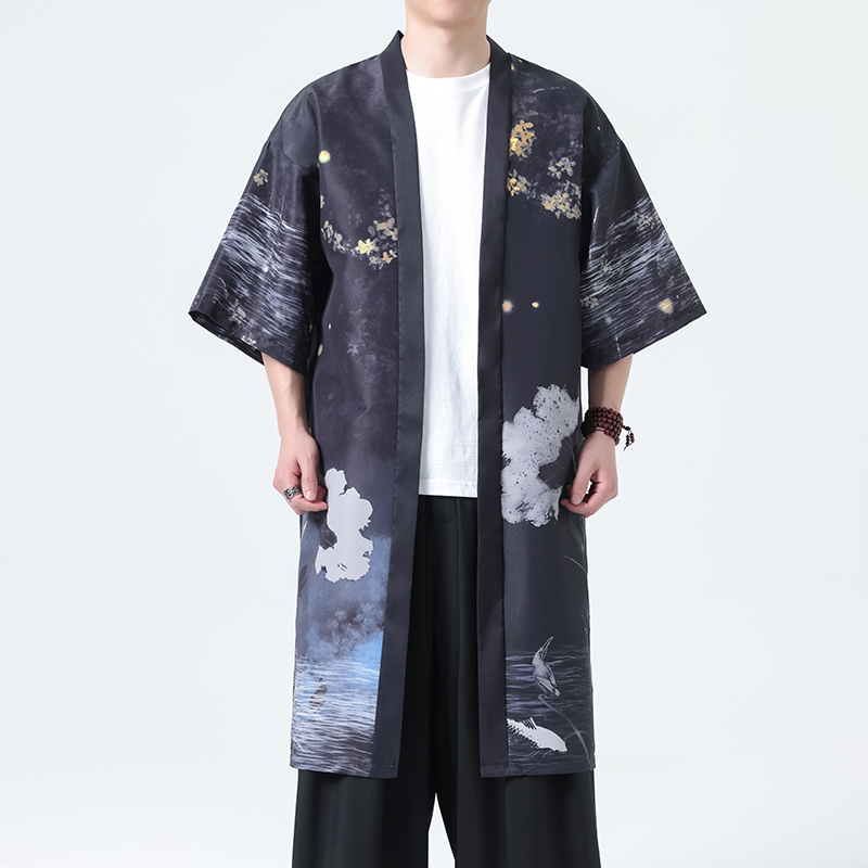 夏季新款风汉服开衫披风风衣男DSA008-1-K303p48，男装风衣，电商A008-1