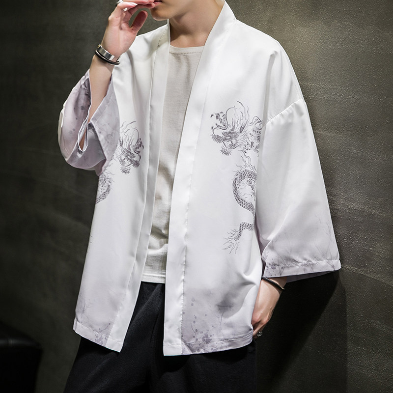 2025夏季新款风双龙逐日和服开衫披风男6006K032p40,男装卫衣,电商A008-1