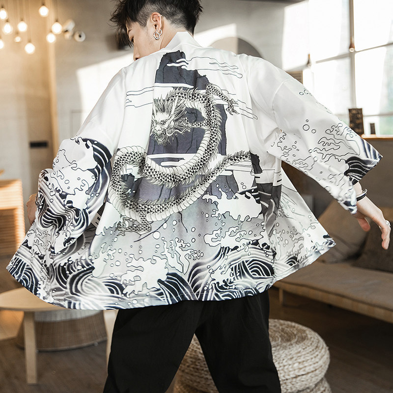 2025夏季新款风墨龙荷花汉服开衫披风男DSA008-1K03P40,男装民族服装,电商A008-1