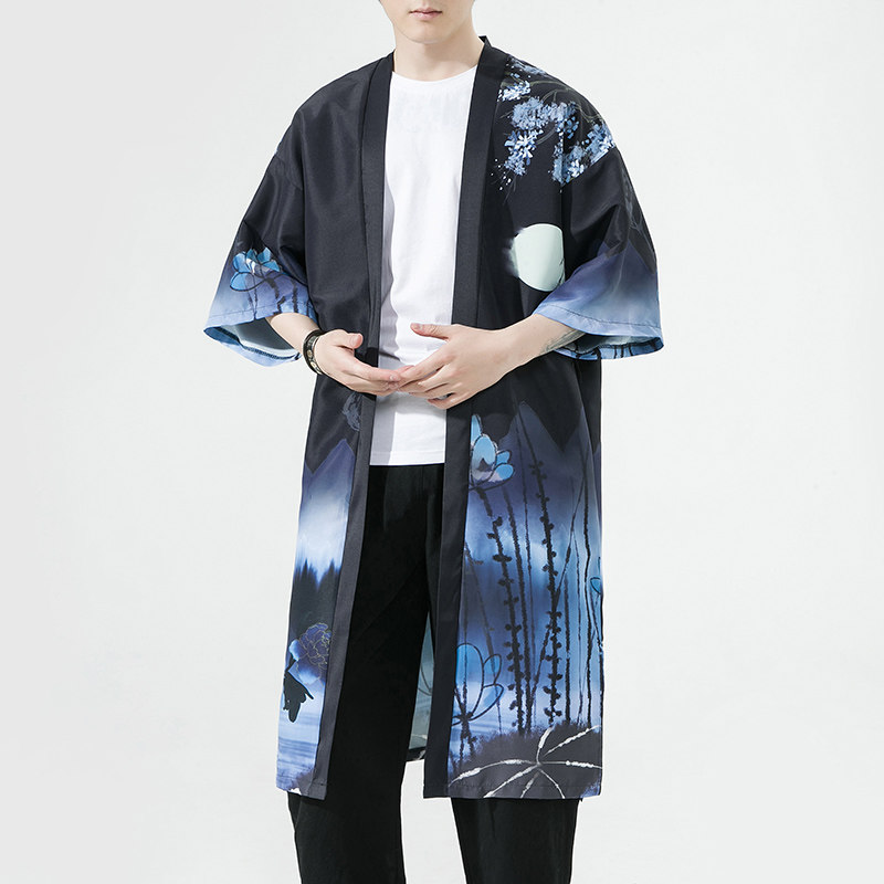 夏季风长款汉服开衫披风男DSA008-1-K207p48,男装风衣,电商A008-1