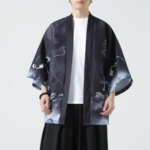 夏季新款风 青山仙鹤印花汉服风衣开衫披风男DSA008-1K87 P40图片
