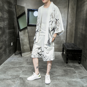 2025夏季风套装男士 云霄 和服大码两件套DS A008-1-K13 -P70图片