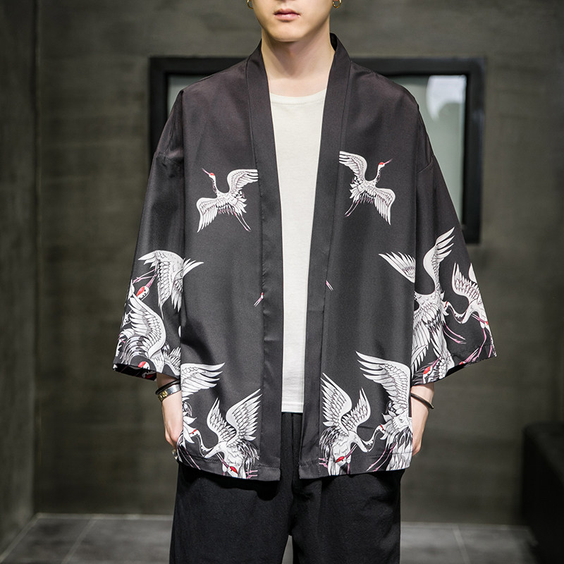 2025夏季新款风双龙逐日和服开衫披风男6006K032p40,男装卫衣,电商A008-1