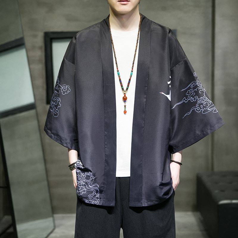 2025夏季新款风 圣者 仙鹤 霞光和服开衫披风男6006K036p40图片