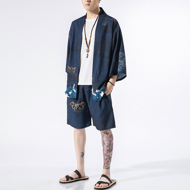 风道袍男汉服开衫汉服防晒衣套装DSA008-1-TZK08P70,男装防晒衣,电商A008-1
