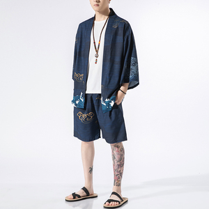 风道袍男汉服开衫汉服防晒衣套装DSA008-1-TZK08P70图片
