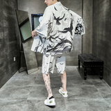 2025夏季风套装男士云霄和服大码两件套DSA008-1-K13-P70，男装休闲套装，电商A008-1