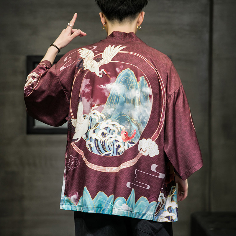 2025夏季新款风乘风深龙和服开衫披风男6006K033p40,男装卫衣,电商A008-1