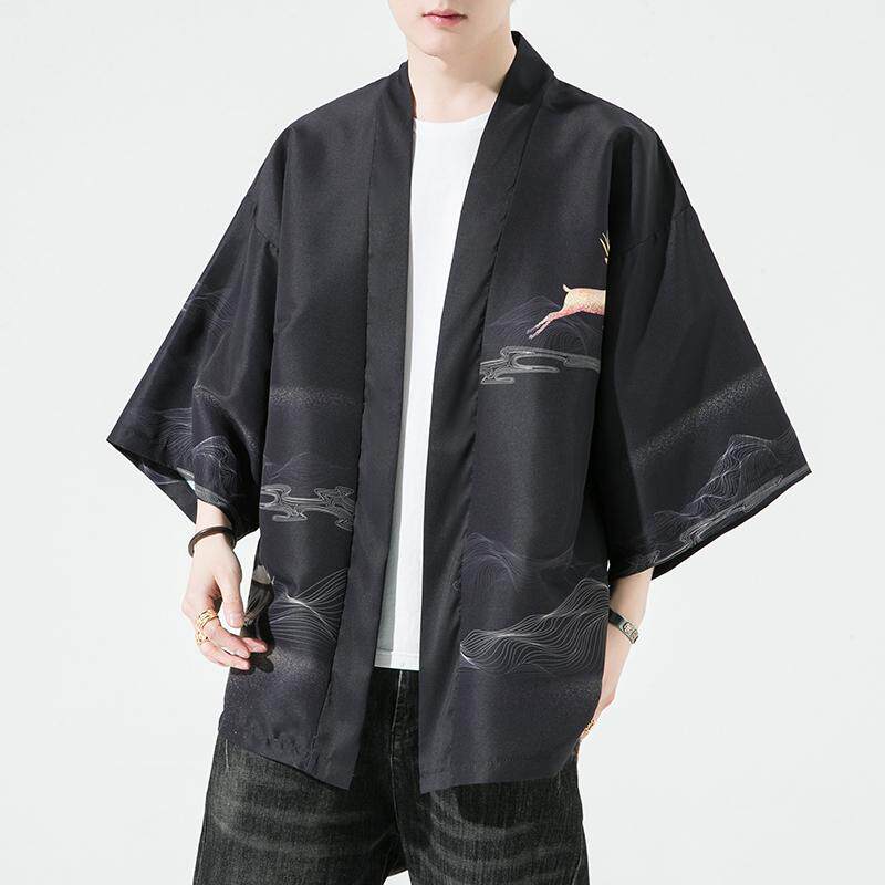 夏季新款风仙鹤 祥鹿汉服开衫披风男DS-A008-1-K93p40图片