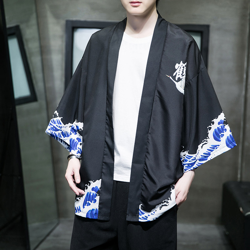 2025夏季新款风仙鹤和服开衫披风男款6006K039p40,男装卫衣,电商A008-1
