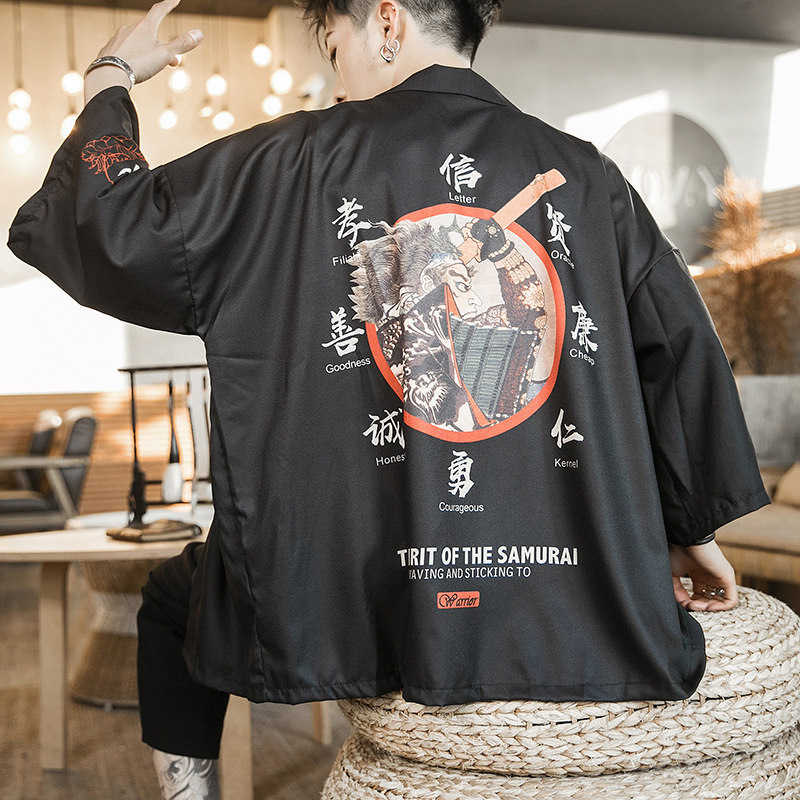 2025夏季新款风 云霄 铜钱海浪汉服开衫披风男A008-1 K01p40图片