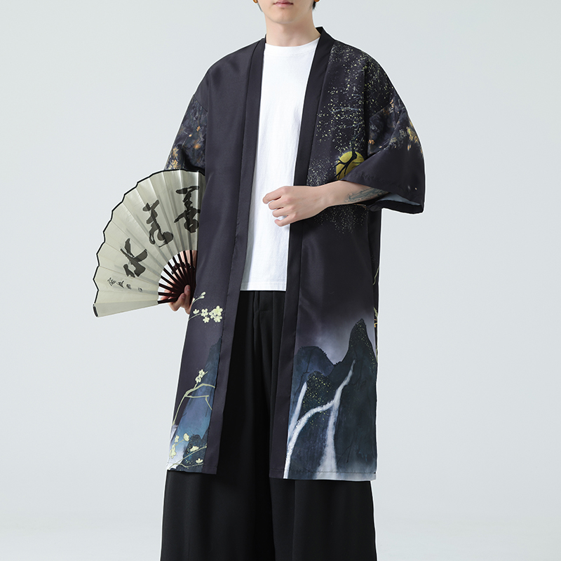 夏季新款风汉服开衫披风男DSA008-1-K301p48，男装风衣，电商A008-1