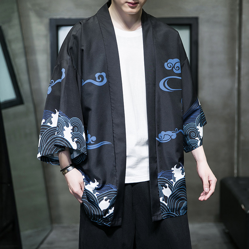 夏季新款风红日仙鹤和服开衫披风男款DSA008-1K039p40,男装卫衣,电商A008-1