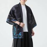夏季新款风青山仙鹤印花汉服风衣开衫披风男DSA008-1K87P40，男装风衣，电商A008-1