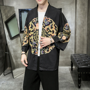 2025夏季新款风 云霄 铜钱海浪汉服开衫披风男A008-1 K01p40图片