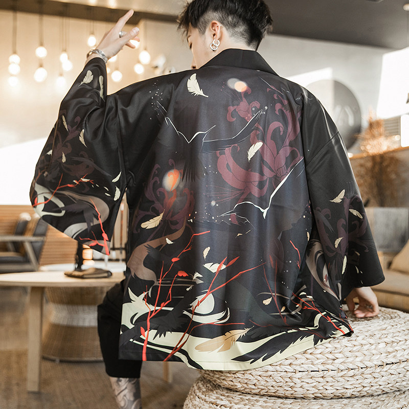 2025夏季新款风 荷花 墨龙 汉服开衫披风男DS A008-1K03 P40图片