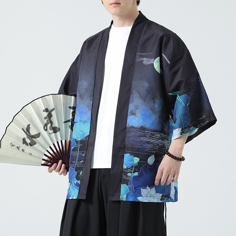 2025夏季新款风印花汉服风衣开衫披风男DSA008-1K87P40,男装风衣,电商A008-1