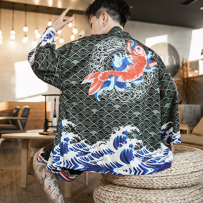 夏季风套装男士红鱼和服大码两件套DSA008-1-K11-P70,男装休闲套装,电商A008-1