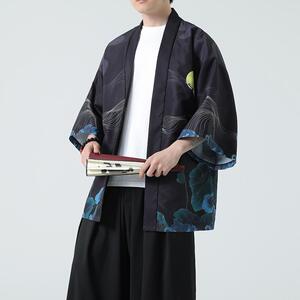 夏季新款风 青山仙鹤印花汉服风衣开衫披风男DSA008-1K87 P40图片