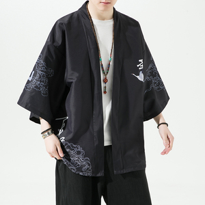 2025夏季新款风 圣者 霞光 仙鹤和服开衫披风男6006K036p40图片