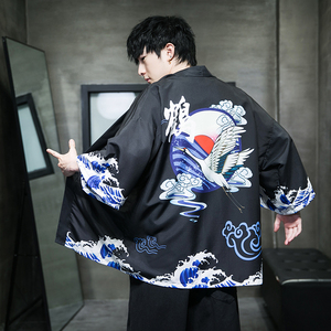 2025夏季新款风仙鹤 和服开衫披风男款6006K039p40图片
