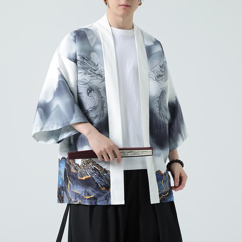 2025夏季新款风印花汉服风衣开衫披风男DSA008-1K86P40,男装风衣,电商A008-1