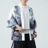 2025夏季新款风印花汉服风衣开衫披风男DSA008-1K86P40，男装风衣，电商A008-1