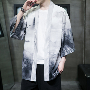 2025夏季新款风印花 山川 汉服开衫披风男 DS-A008-1K89 P40图片