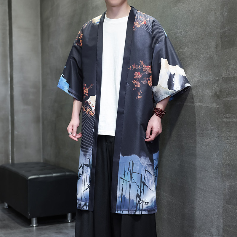 夏季新款风汉服开衫披风风衣男DSA008-1-K305p48,男装风衣,电商A008-1