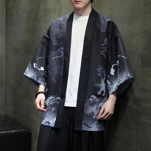 夏季新款风 青山仙鹤印花汉服风衣开衫披风男DSA008-1K87 P40图片