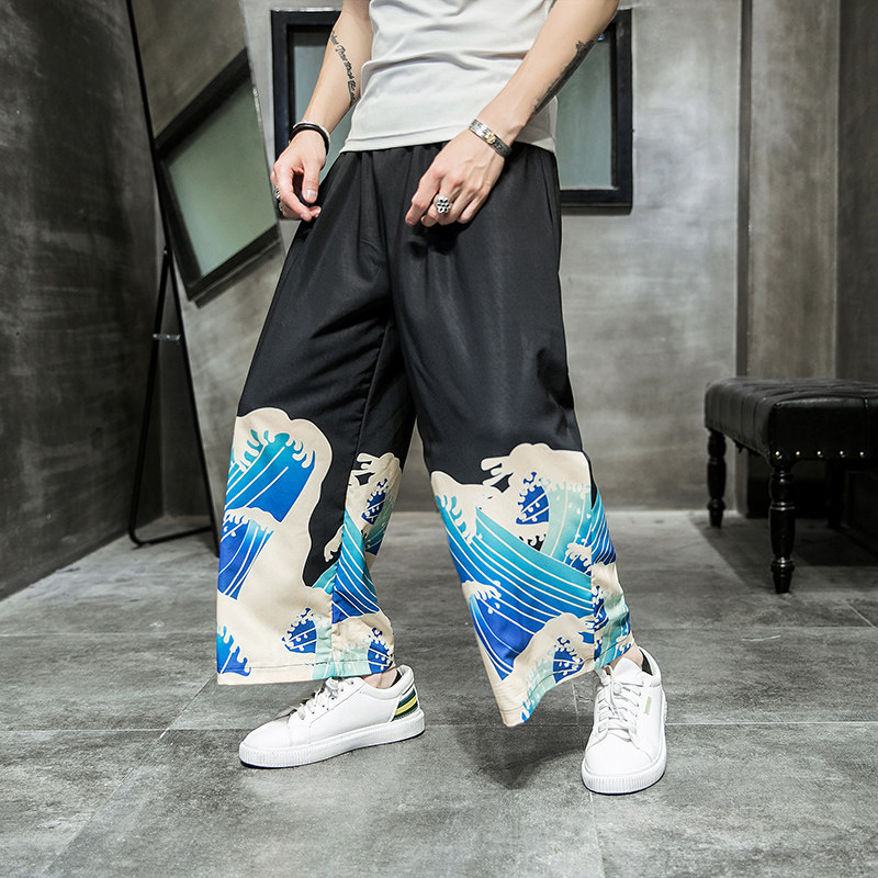 2025夏季印花新款风裤子七分裤男DSA008-1-K15-P35,男装牛仔裤,电商A008-1