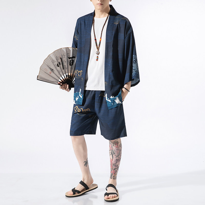风道袍男汉服开衫汉服防晒衣套装DSA008-1-TZK08P70,男装防晒衣,电商A008-1
