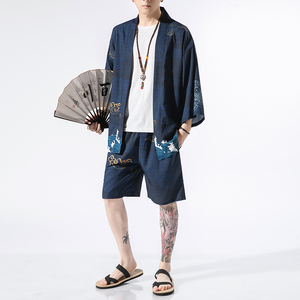风道袍男汉服开衫汉服防晒衣套装DSA008-1-TZK08P70,大脸妹汉服搭配图片