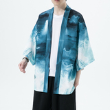 2025夏季新款风印花山川汉服开衫披风男DS-A008-1K89P40，男装民族服装，电商A008-1