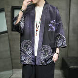 夏季新款风青叶仙鹤汉服开衫披风男DS-A008-1-K037p40，男装风衣，电商A008-1