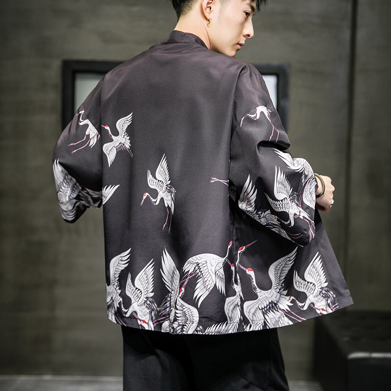 2025夏季新款风双龙逐日和服开衫披风男6006K032p40,男装卫衣,电商A008-1