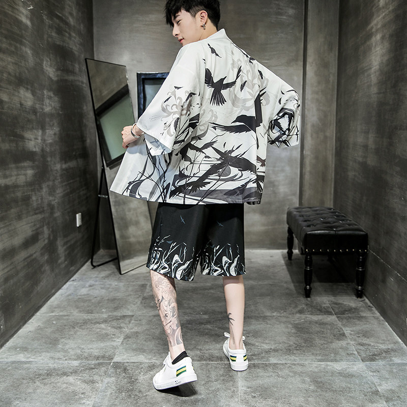 夏季新款风 云霄 红鲤 海浪和服开衫披风男 DSA008-1K01p40图片