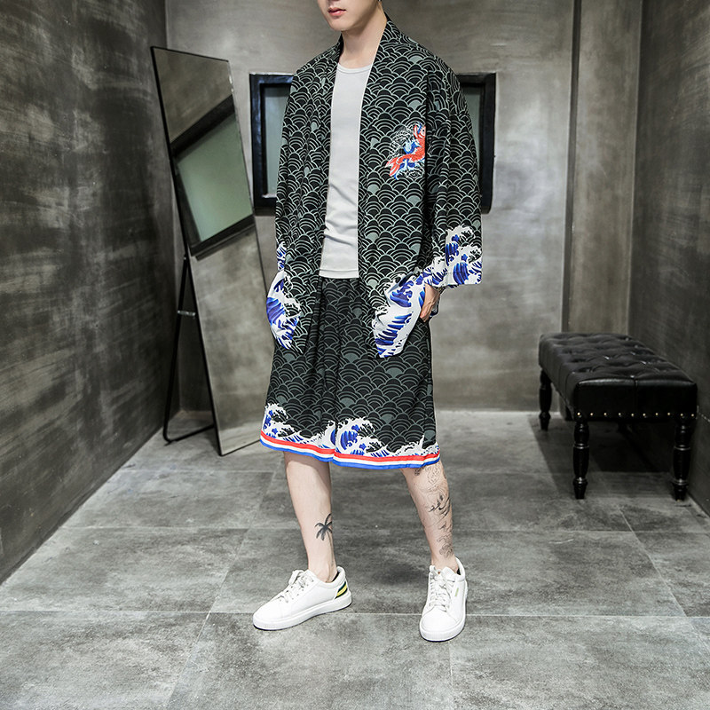 夏季新款风云霄红鲤海浪和服开衫披风男DSA008-1K01p40,男装卫衣,电商A008-1