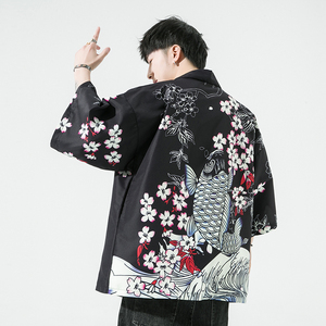 2025夏季新款风 鲤鱼 飞鹤 和服开衫披风男DS-A008-1K02p40图片