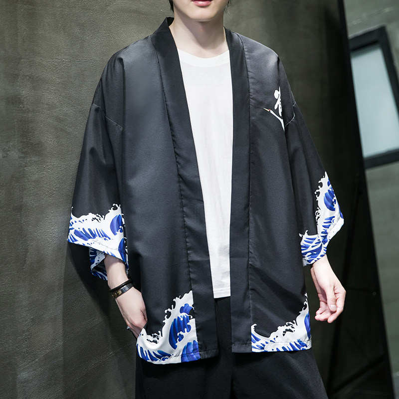 2025夏季新款风仙鹤和服开衫披风男款6006K039p40,男装卫衣,电商A008-1
