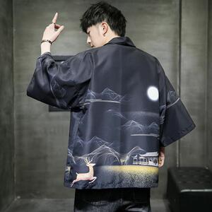 夏季新款风仙鹤 祥鹿汉服开衫披风男DS-A008-1-K93p40图片